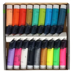 Acrylverf Fluor en Metallic Kleuren, 18x36 ml