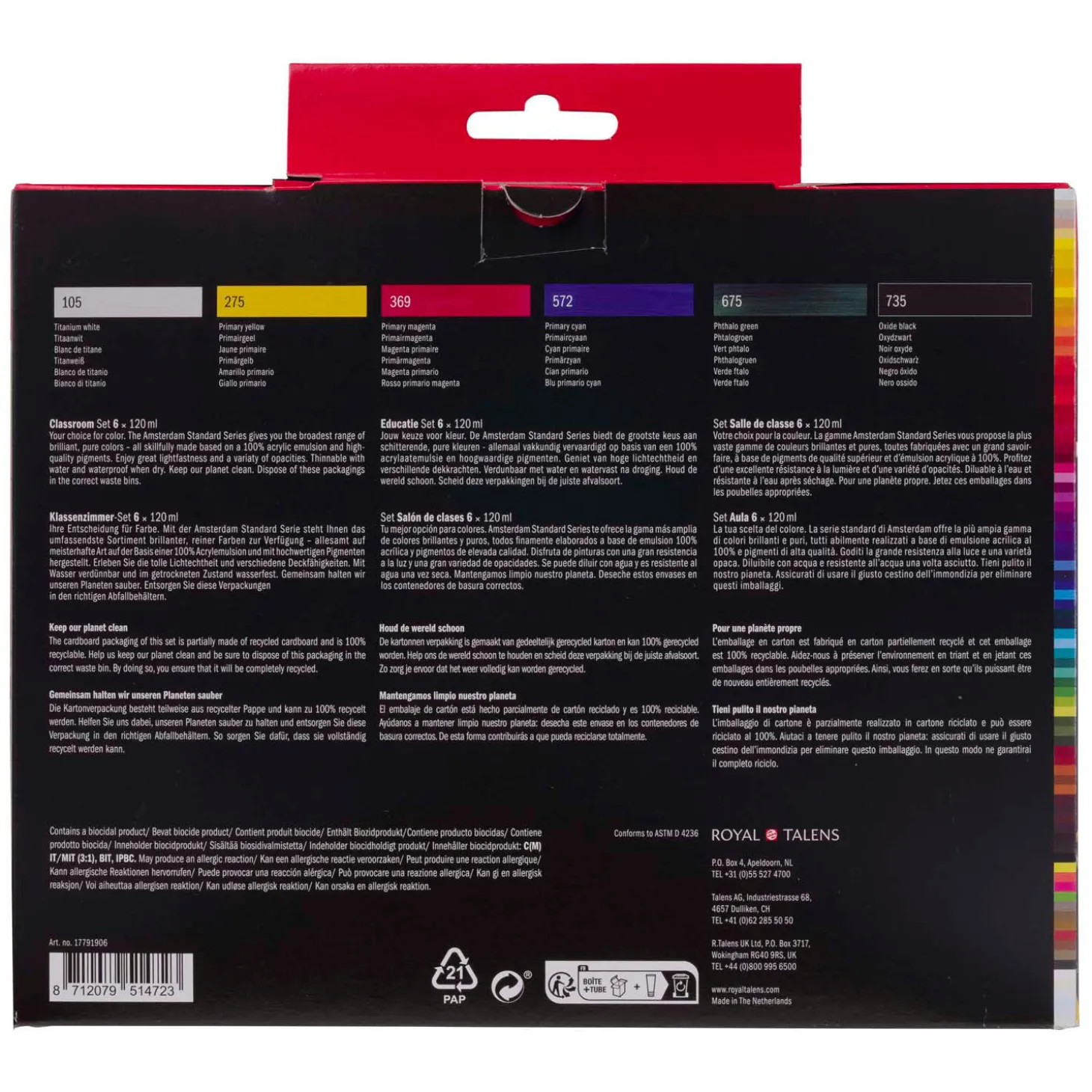 Amsterdam Standard Series Acrylverf Educatie Set 120ml, 6dlg.