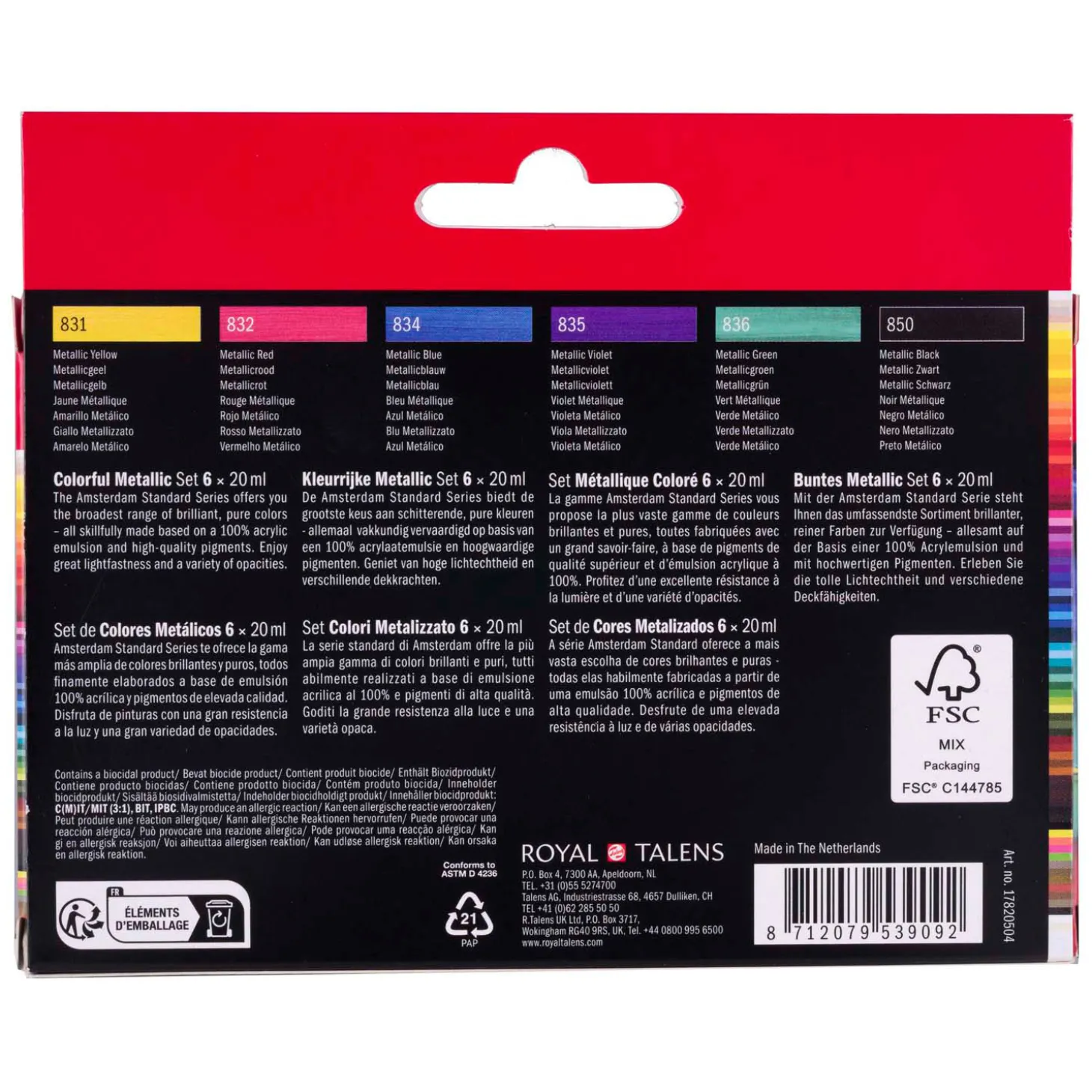 Amsterdam Standard Series Acrylverf Kleurrijke Metallic Set 20ml, 6dlg.