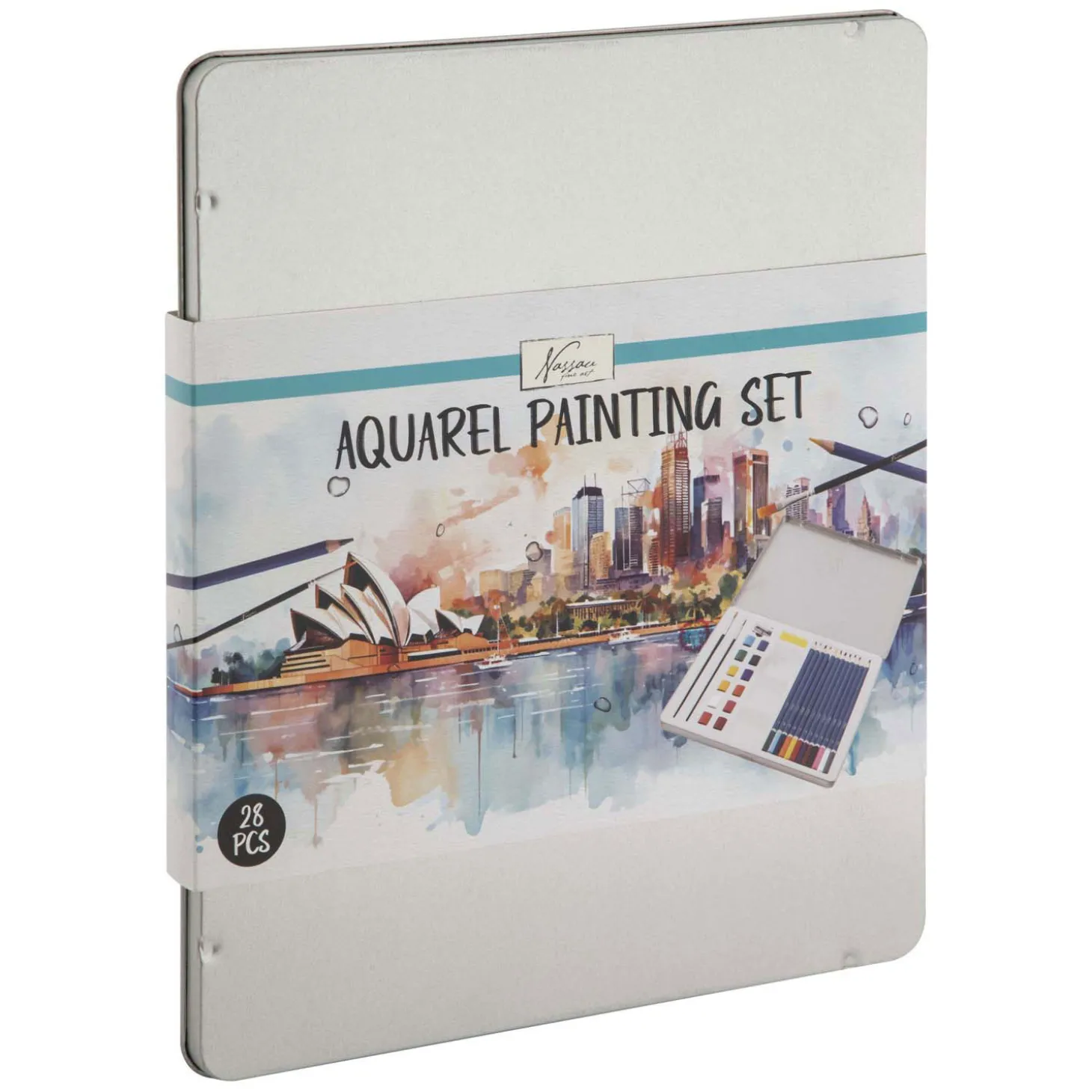 Aquarel Verfset in Tinnen Box, 28dlg