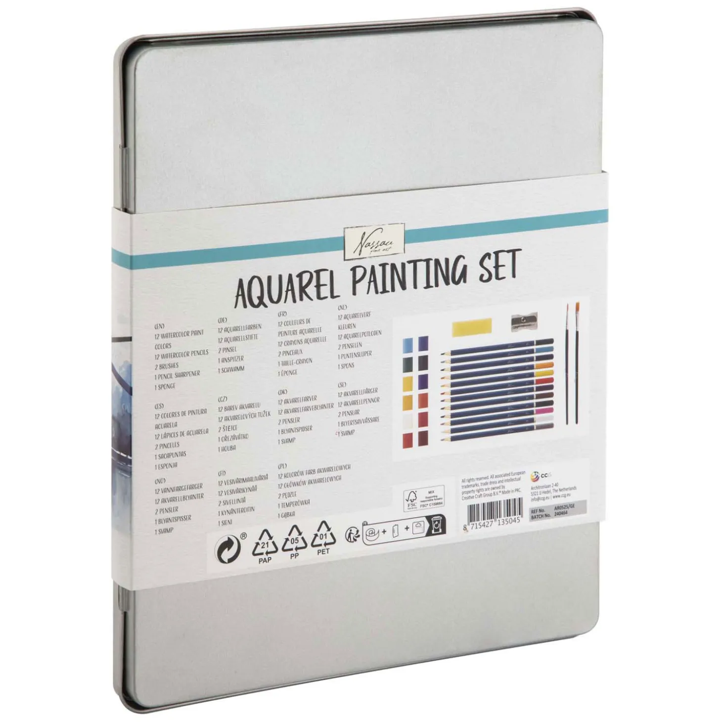 Aquarel Verfset in Tinnen Box, 28dlg