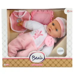 Baby Beau Babypop met Fles en Slabber, 40cm
