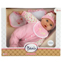 Baby Beau Babypop met Fles en Slabber, 40cm