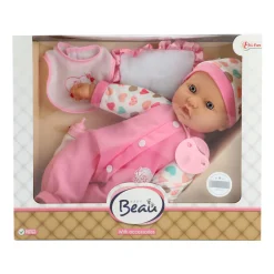 Baby Beau Babypop met Fles en Slabber, 40cm