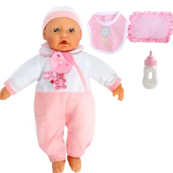 Baby Beau Babypop met Fles en Slabber, 40cm