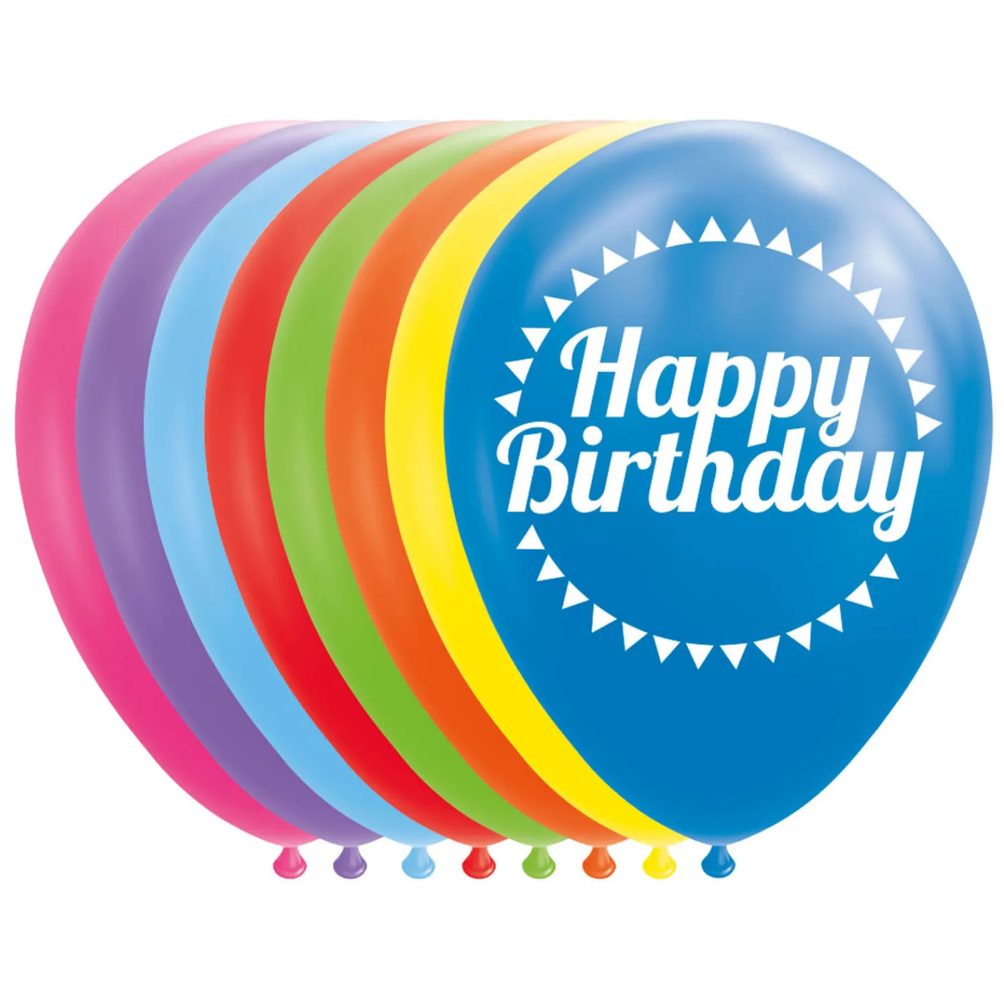 Ballonnen Happy Birthday Mix Kleuren 30cm, 8st.