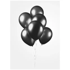 Ballonnen Metallic Zwart 30cm, 10st.