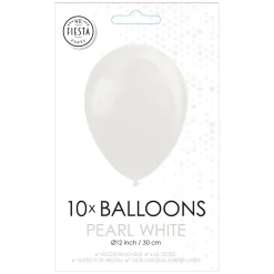 Ballonnen Pearl Wit 30cm, 10st.