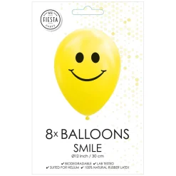Ballonnen Smile Geel 30cm, 8st.