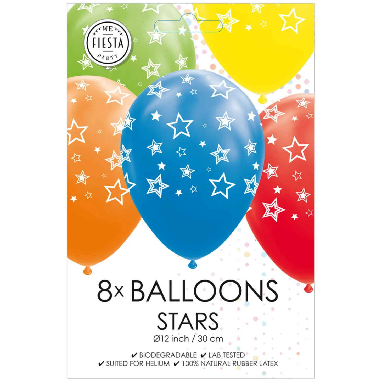 Ballonnen Sterren Mix Kleuren 30cm, 8st.