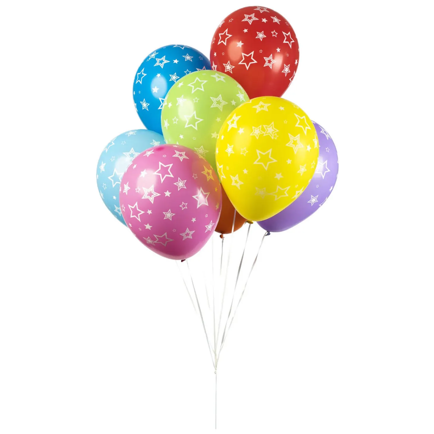 Ballonnen Sterren Mix Kleuren 30cm, 8st.