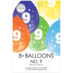 Ballonnen 2-zijdig Geprint Cijfer 9, 8st.