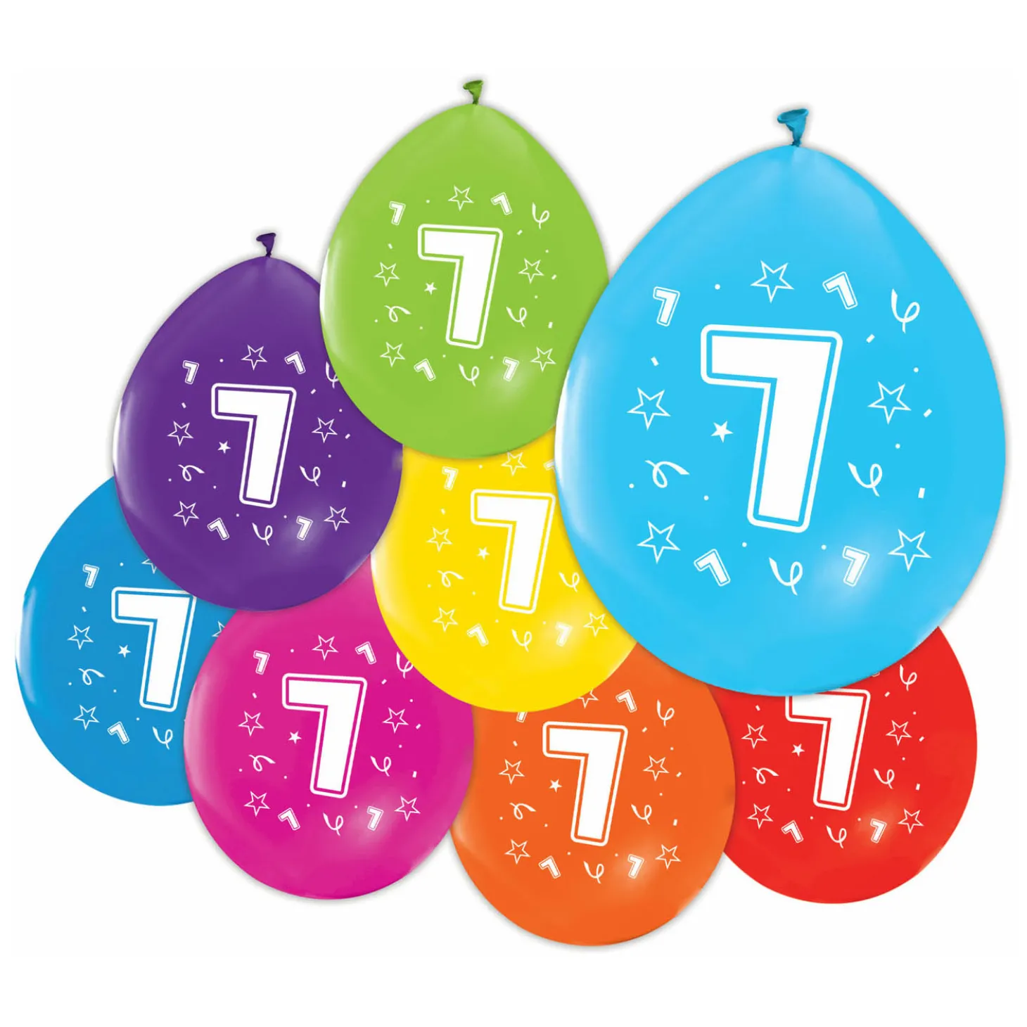 Ballonnen 2-zijdig Geprint Cijfer 7, 8st.