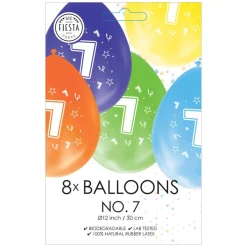 Ballonnen 2-zijdig Geprint Cijfer 7, 8st.