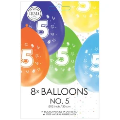 Ballonnen 2-zijdig Geprint Cijfer 5, 8st.