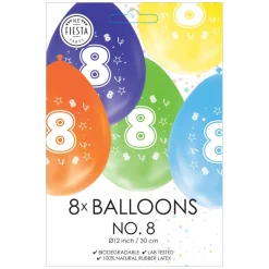 Ballonnen 2-zijdig Geprint Cijfer 8, 8st.