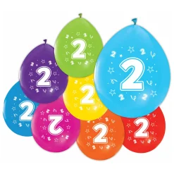 Ballonnen 2-zijdig Geprint Cijfer 2, 8st.