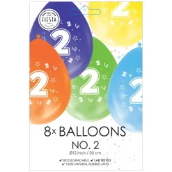 Ballonnen 2-zijdig Geprint Cijfer 2, 8st.