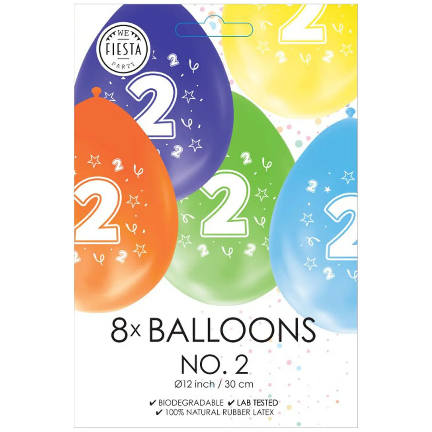 Ballonnen 2-zijdig Geprint Cijfer 2, 8st.
