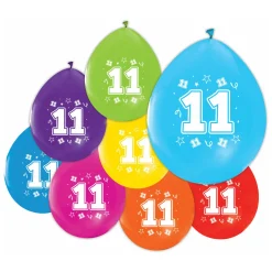Ballonnen 2-zijdig Geprint Cijfer 11, 8st.