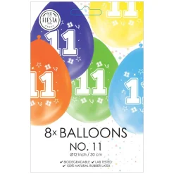 Ballonnen 2-zijdig Geprint Cijfer 11, 8st.