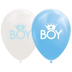 Ballonnen Zoon Baby Blauw/Wit 30cm, 8st.