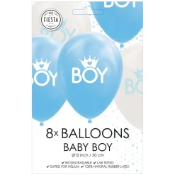 Ballonnen Zoon Baby Blauw/Wit 30cm, 8st.