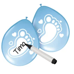 Beschrijfbare Ballonnen Geboorte Jongen, 6st.