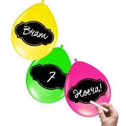 Beschrijfbare Ballonnen Neon, 6st.