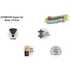 Bestuurbare Auto Roadstar RC Roze 27Mhz, 13,5cm