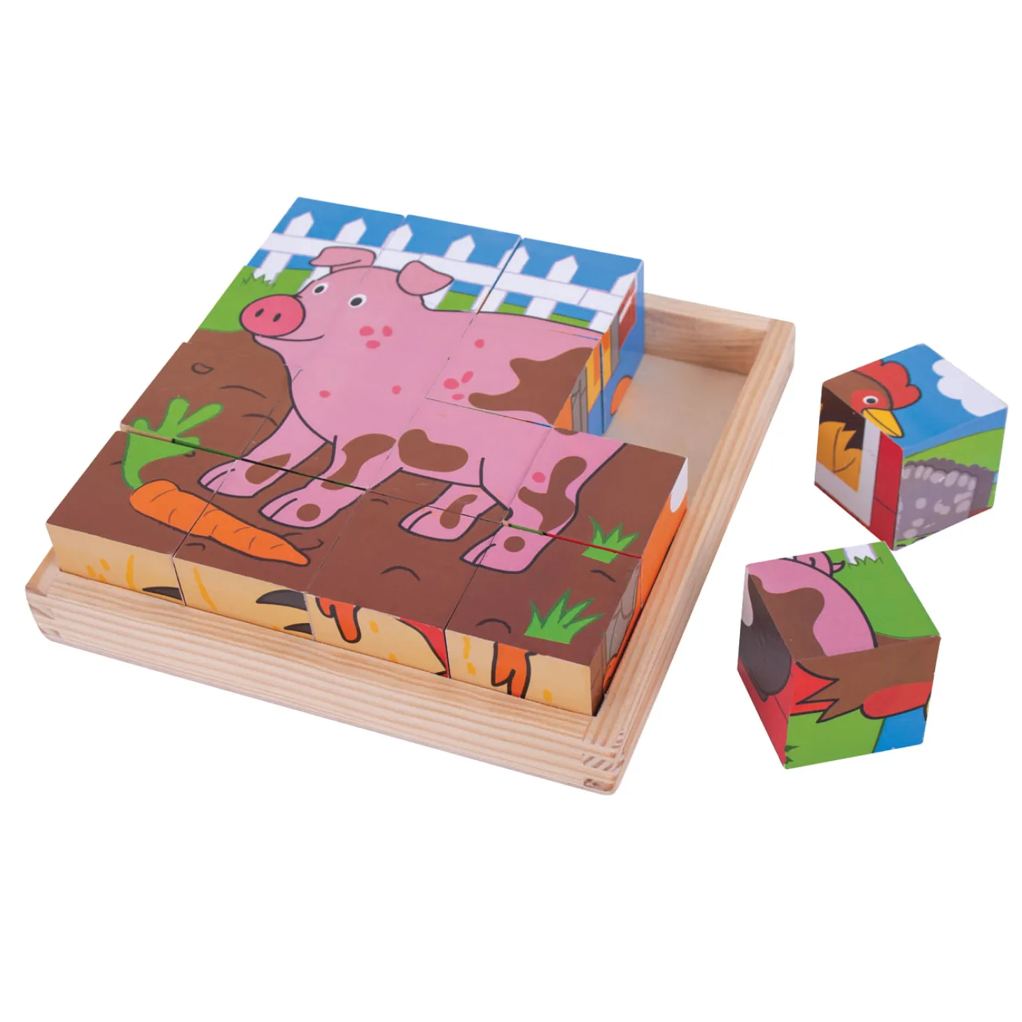 Bigjigs Houten Blokpuzzel Boerderijdieren