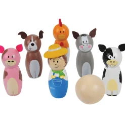 Bigjigs Houten Bowlingset Boerderij, 7dlg.