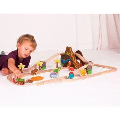 Bigjigs Houten Dino Treinset, 49dlg.