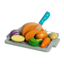 Bigjigs Houten Gebraden Diner Speelset, 12dlg.