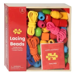 Bigjigs Houten Gekleurde Kralen, 95dlg.