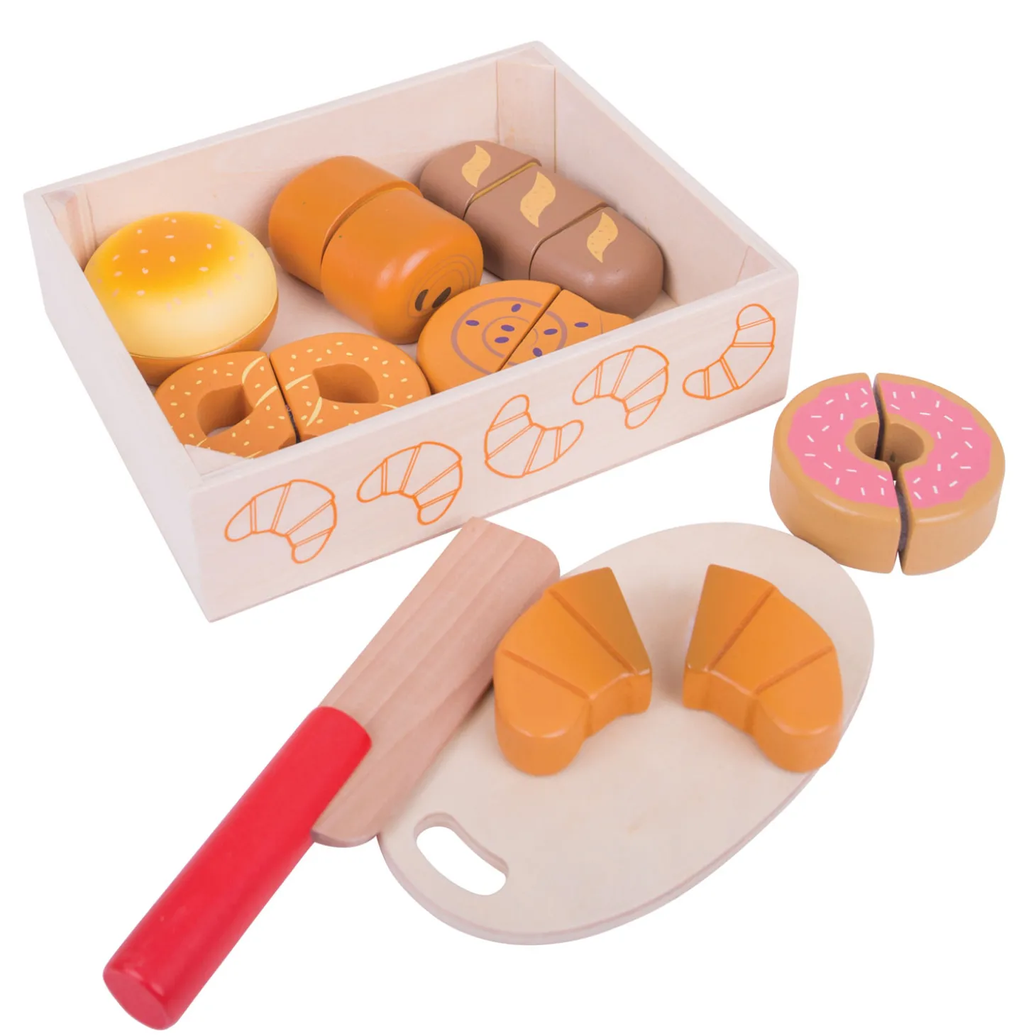 Bigjigs Houten Kistje met Snijbrood, 17dlg.