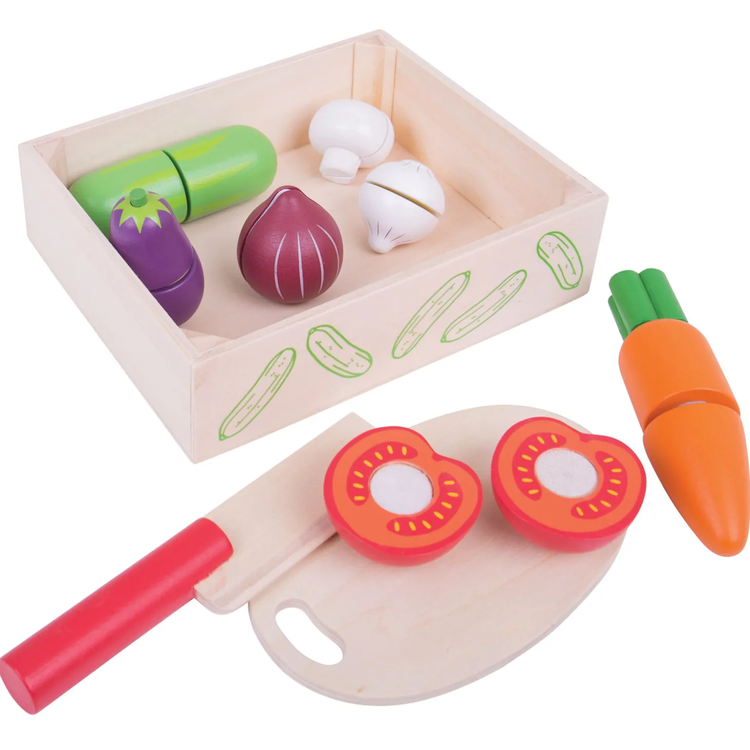 Bigjigs Houten Kistje met Snijgroenten