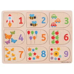 Bigjigs Houten Leerpuzzel Getallen, 18dlg.
