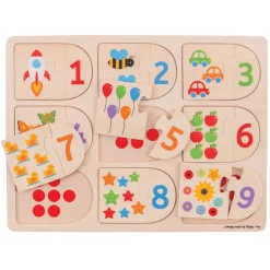 Bigjigs Houten Leerpuzzel Getallen, 18dlg.