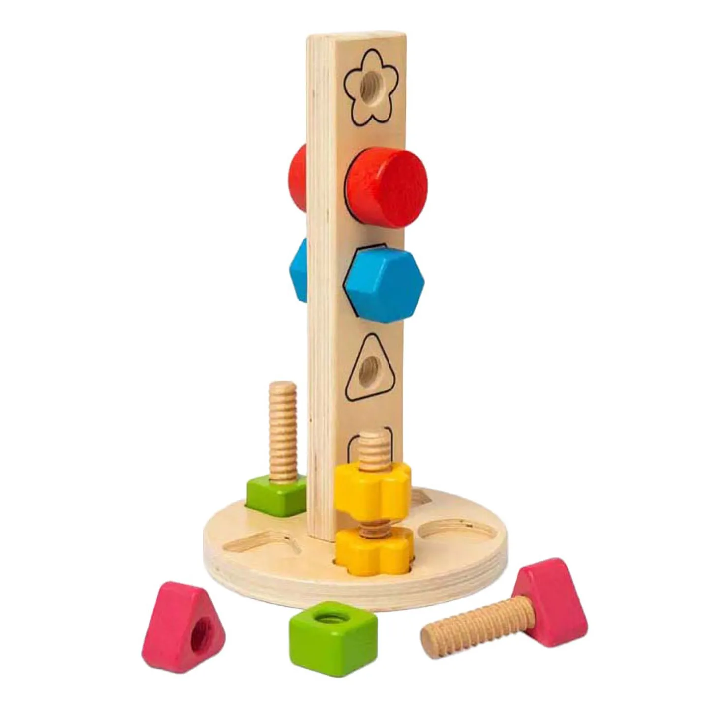 Bigjigs Houten Moeren- en Boutentoren, 11dlg.