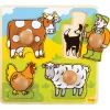 Bigjigs Houten Noppenpuzzel Boerderij, 4dlg.