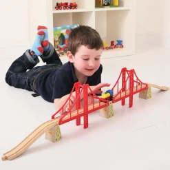 Bigjigs Houten Rails - Dubbele Hangbrug, 7dlg.