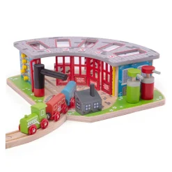 Bigjigs Houten Rails - Luxe Remise voor 5 Treinen