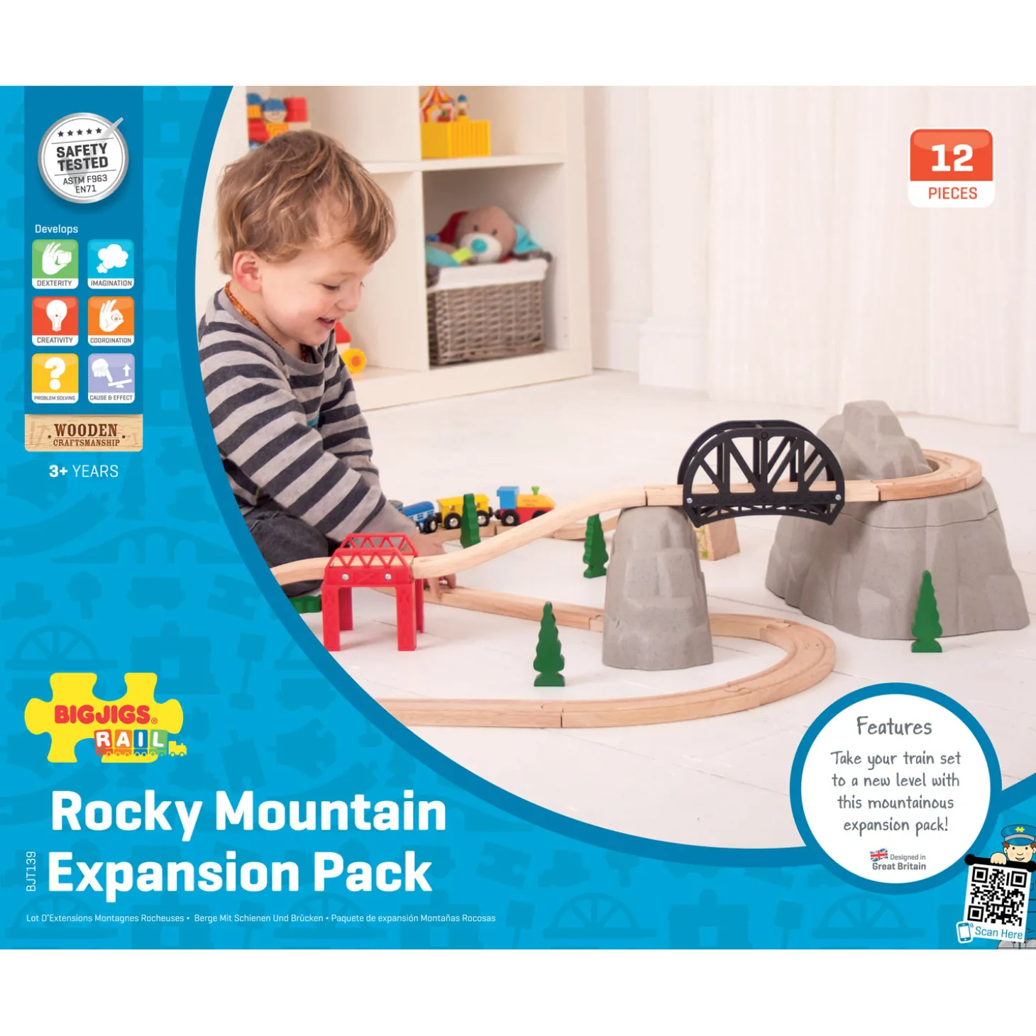 Bigjigs Houten Rails - Rocky Mountain Uitbreidingsset, 12dlg.