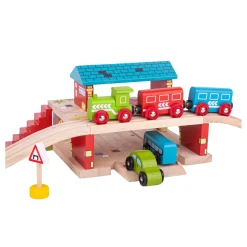 Bigjigs Houten Rails Bovengronds Treinstation, 5dlg.