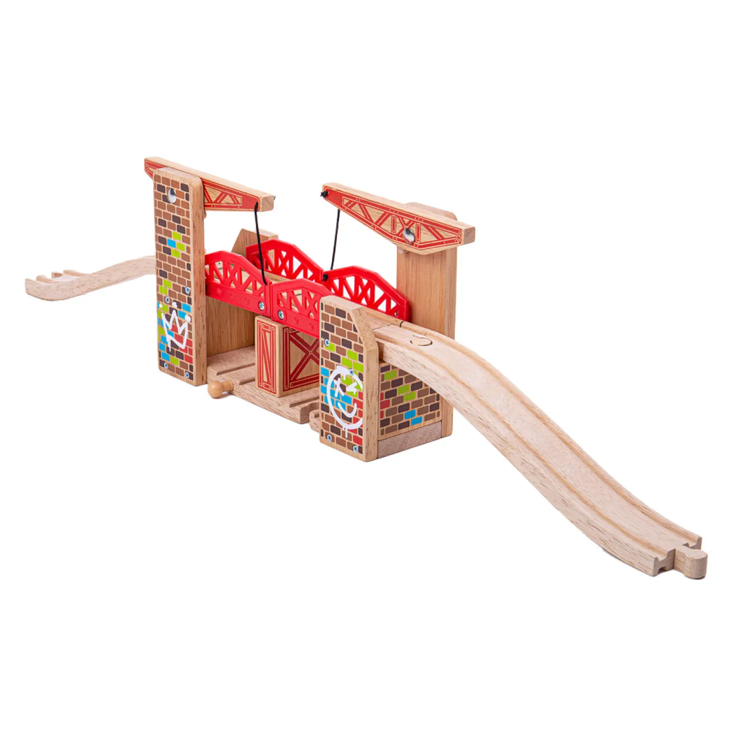 Bigjigs Houten Rails Dubbele Liftbrug Graffiti