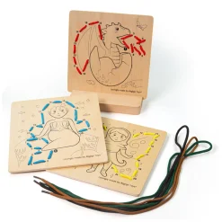 Bigjigs Houten Rijgpuzzel op Nummer - Sprookjeswereld, 8dlg.