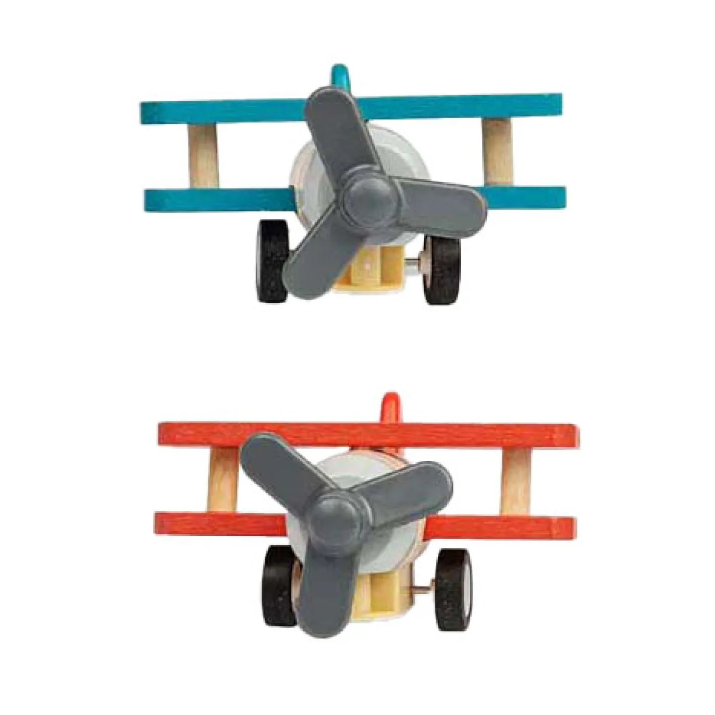 Bigjigs Houten Terugtrek Dubbeldekker Vliegtuig