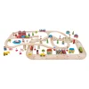 Bigjigs Houten Treinbaan en Autobaan Set, 105dlg.