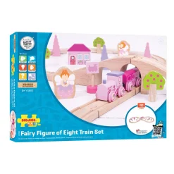 Bigjigs Houten Treinset - Roze, 40dlg.